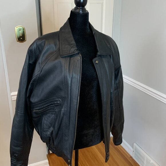 Genuine Leather Bomber Jacket - Picture 3 of 7